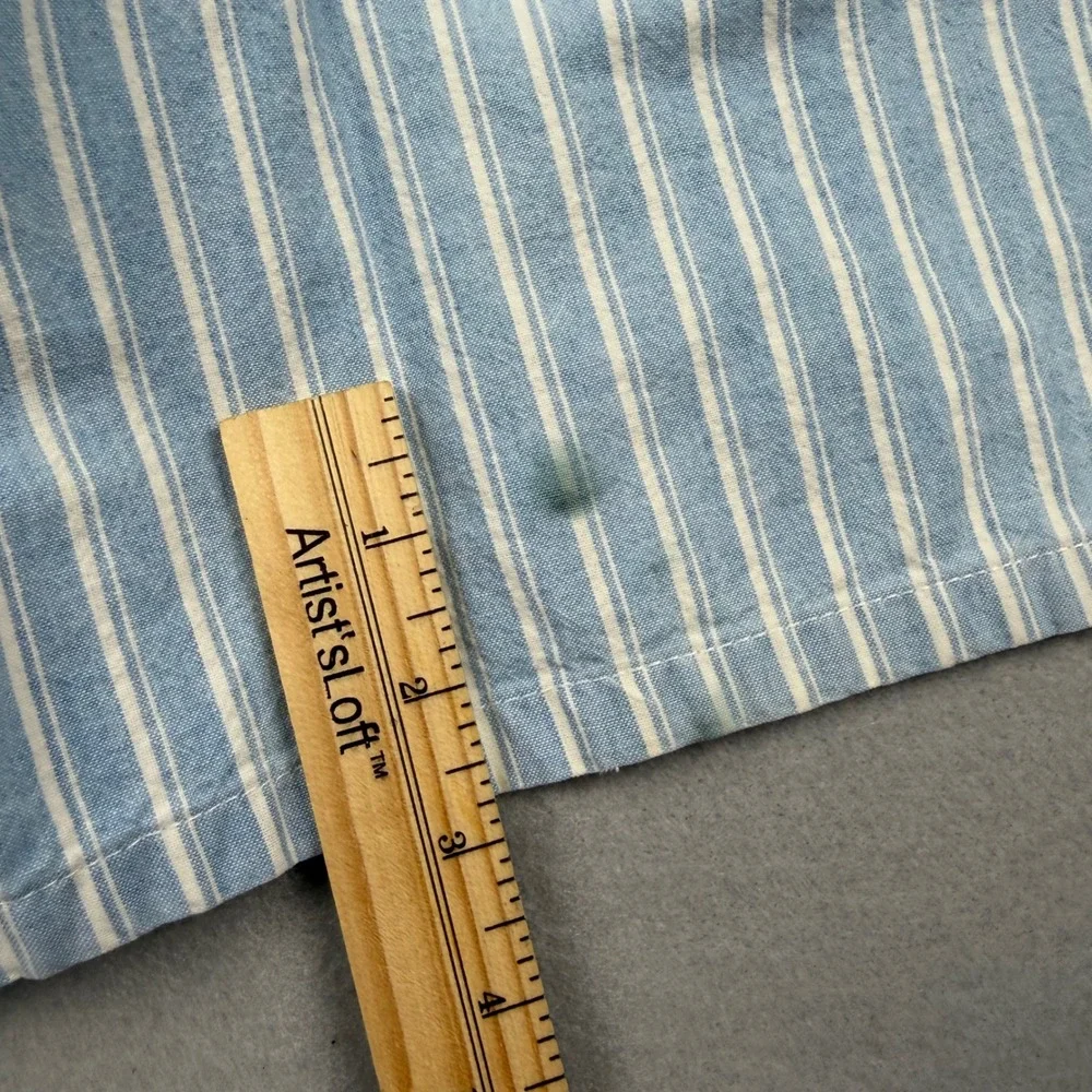 Vintage 90s Duck Head Mens 36 Blue White Striped Pleated Chino Shorts Duck Logo
